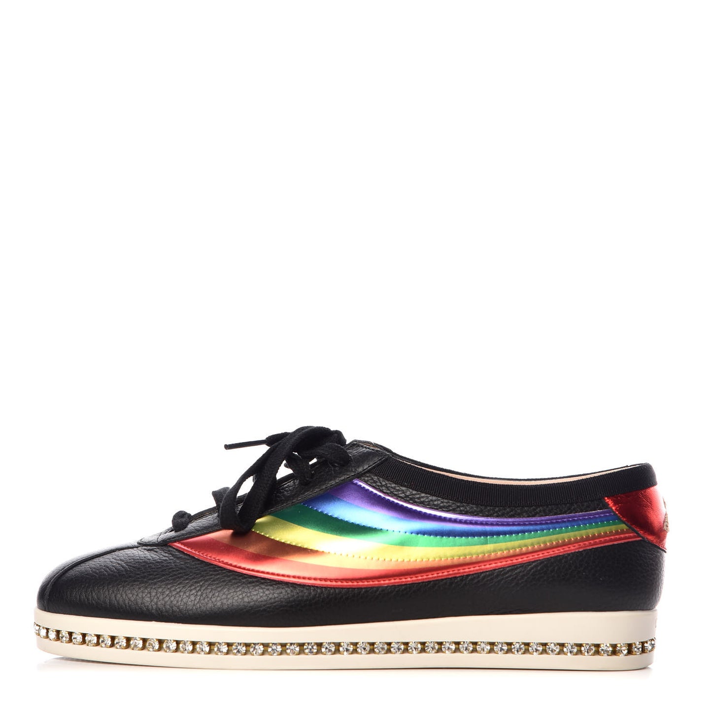 Calfskin Crystal Rainbow Womens Falacer Sneakers 39.5 Black