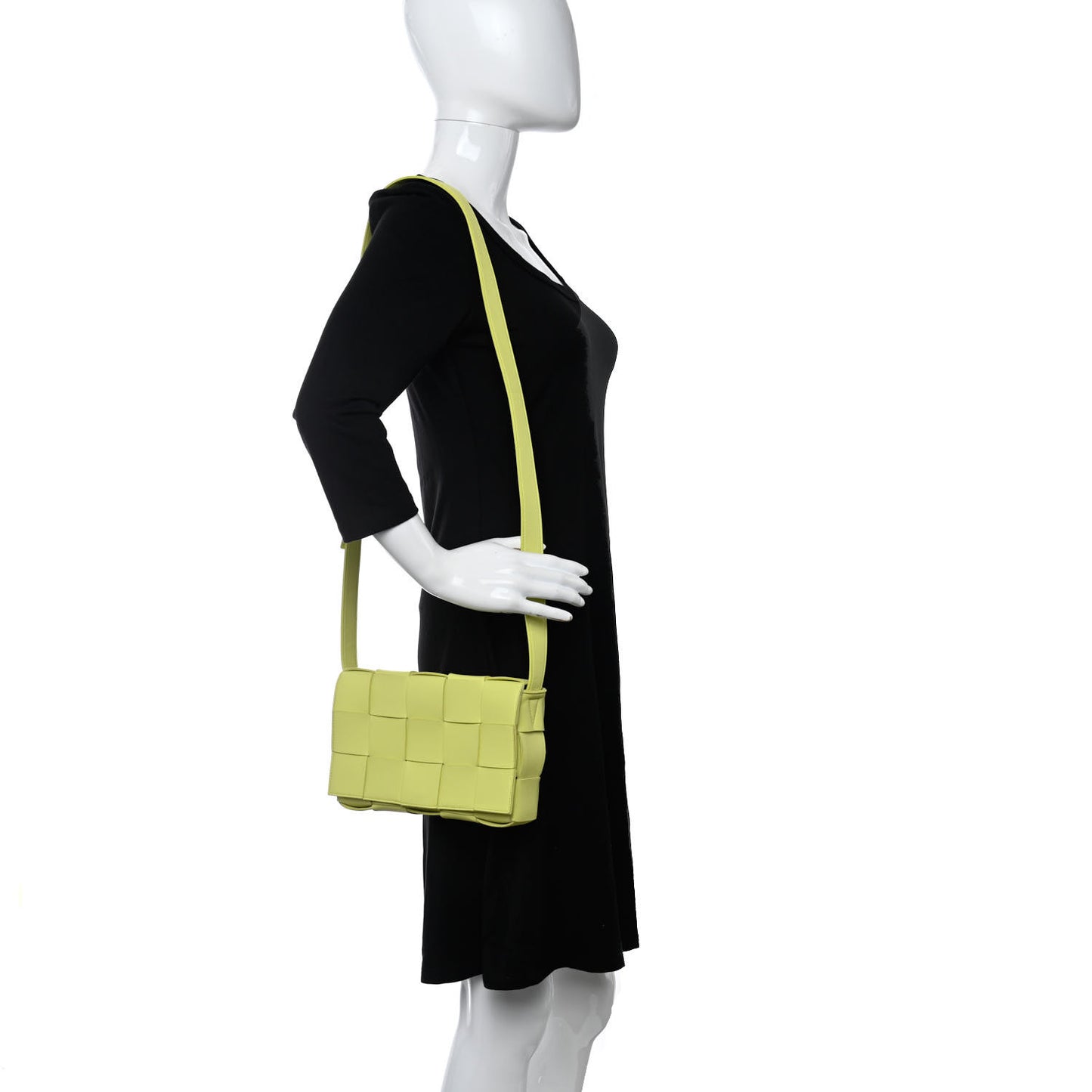 Lambskin Maxi Intrecciato Cassette Crossbody Bag Acid Kiwi