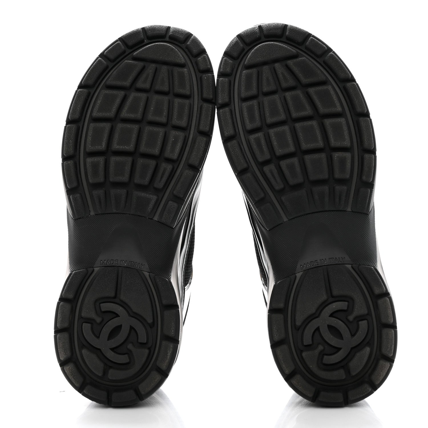 Chanel Fabric Laminated Calfskin Stretch CC Womens Sneakers 37 Black 5 of 8