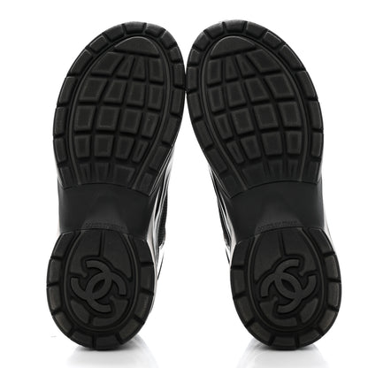 Chanel Fabric Laminated Calfskin Stretch CC Womens Sneakers 37 Black 5 of 8