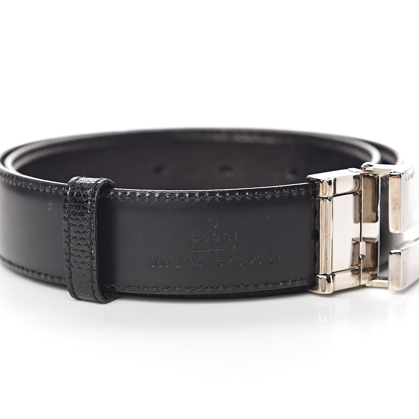 Calfskin Lizard Embossed Reversible Square G Buckle Belt 70 28 Black Brown