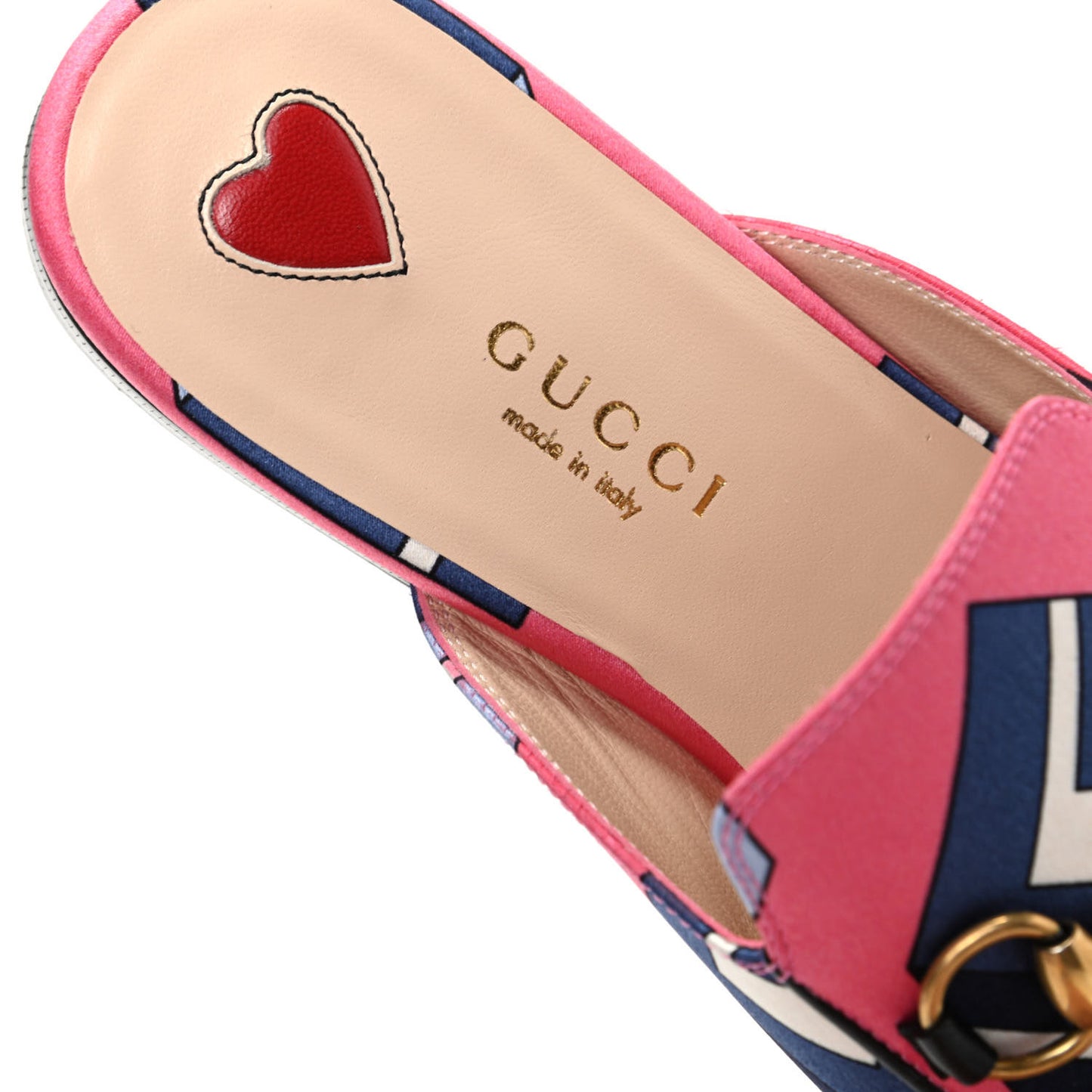 Satin GG Wallpaper Womens Princetown Slippers 35 Pink Flamboyant Blue Black