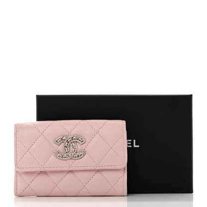 Chanel Caviar Quilted Crystal CC Flap Card Holder Pink 10 of 10