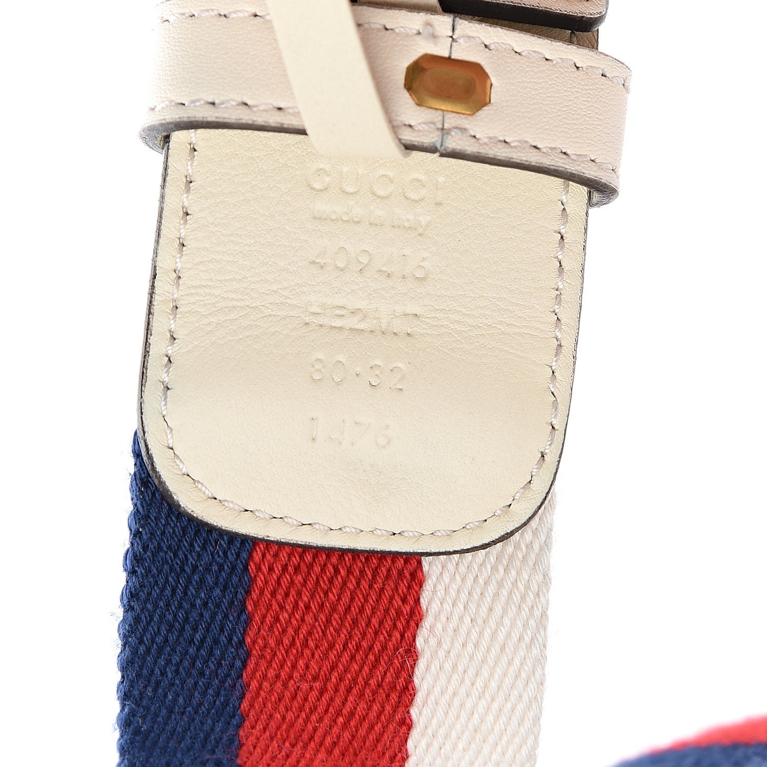Gucci Nylon Calfskin Sylvie Web Double G 40mm Belt 80 32 Mystic White Hibiscus Red Maritime 5 of 5
