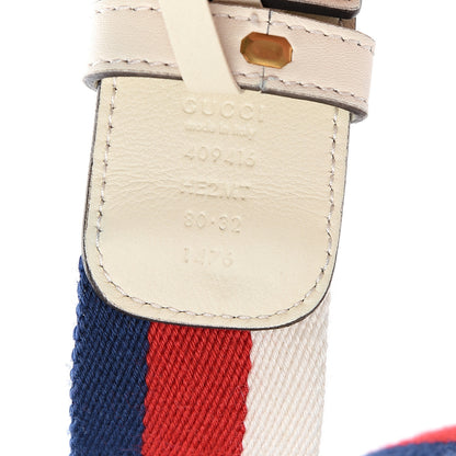 Gucci Nylon Calfskin Sylvie Web Double G 40mm Belt 80 32 Mystic White Hibiscus Red Maritime 5 of 5