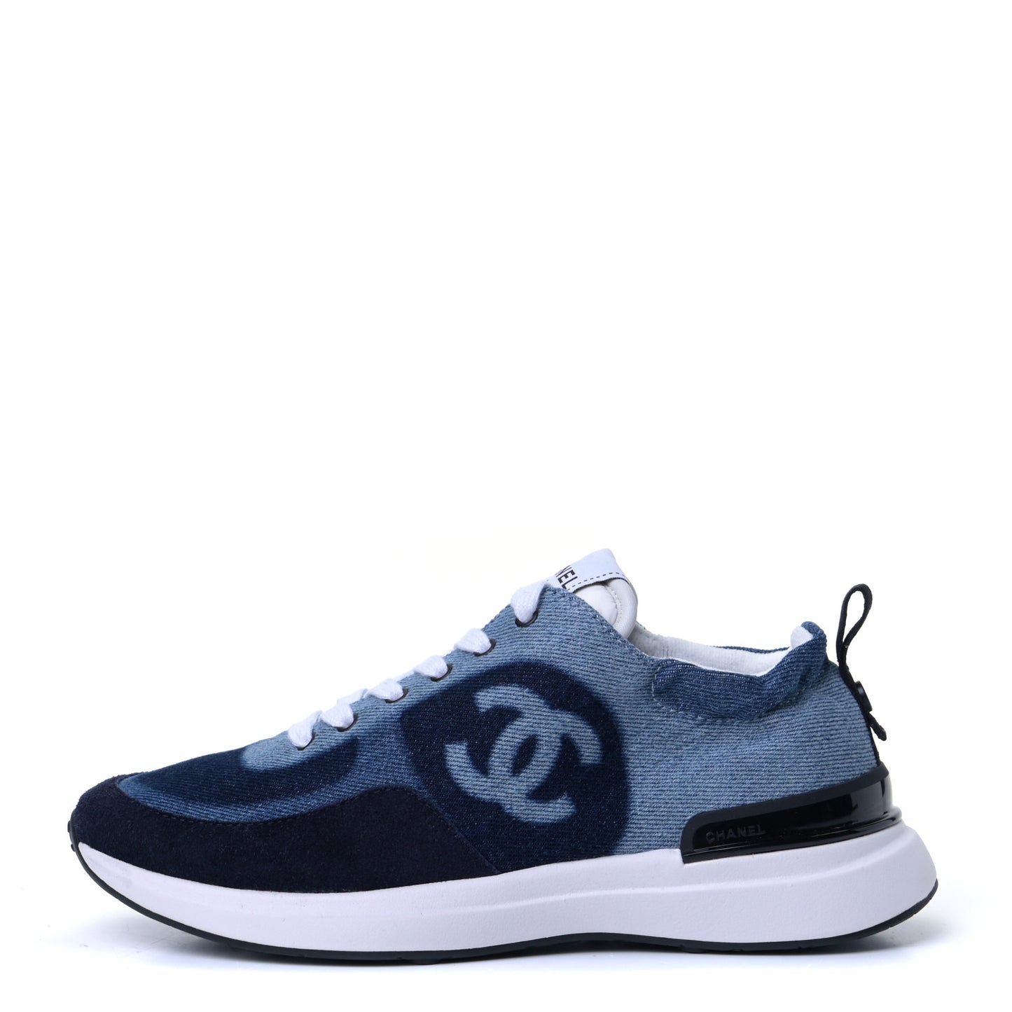 Denim Suede Calfskin Womens CC Sneakers 36.5 Dark Blue