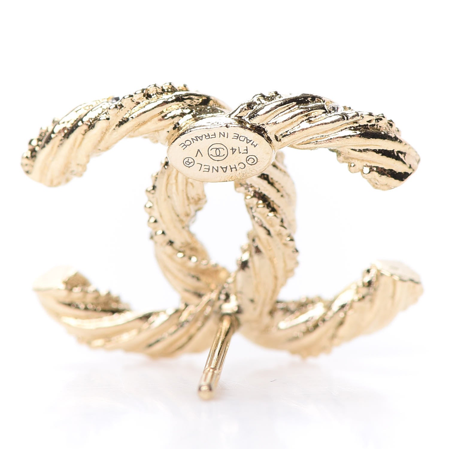 Chanel Crystal Twisted CC Earrings Gold 4 of 5