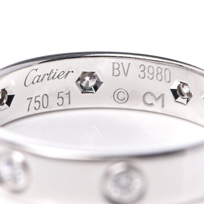 Cartier 18K White Gold 8 Diamond 4mm Wedding Band LOVE Ring 51 5.75 4 of 4