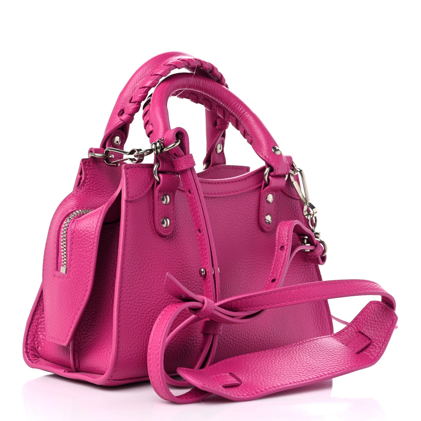 Grained Calfskin Neo Classic Silver Hardware Mini City Fuchsia