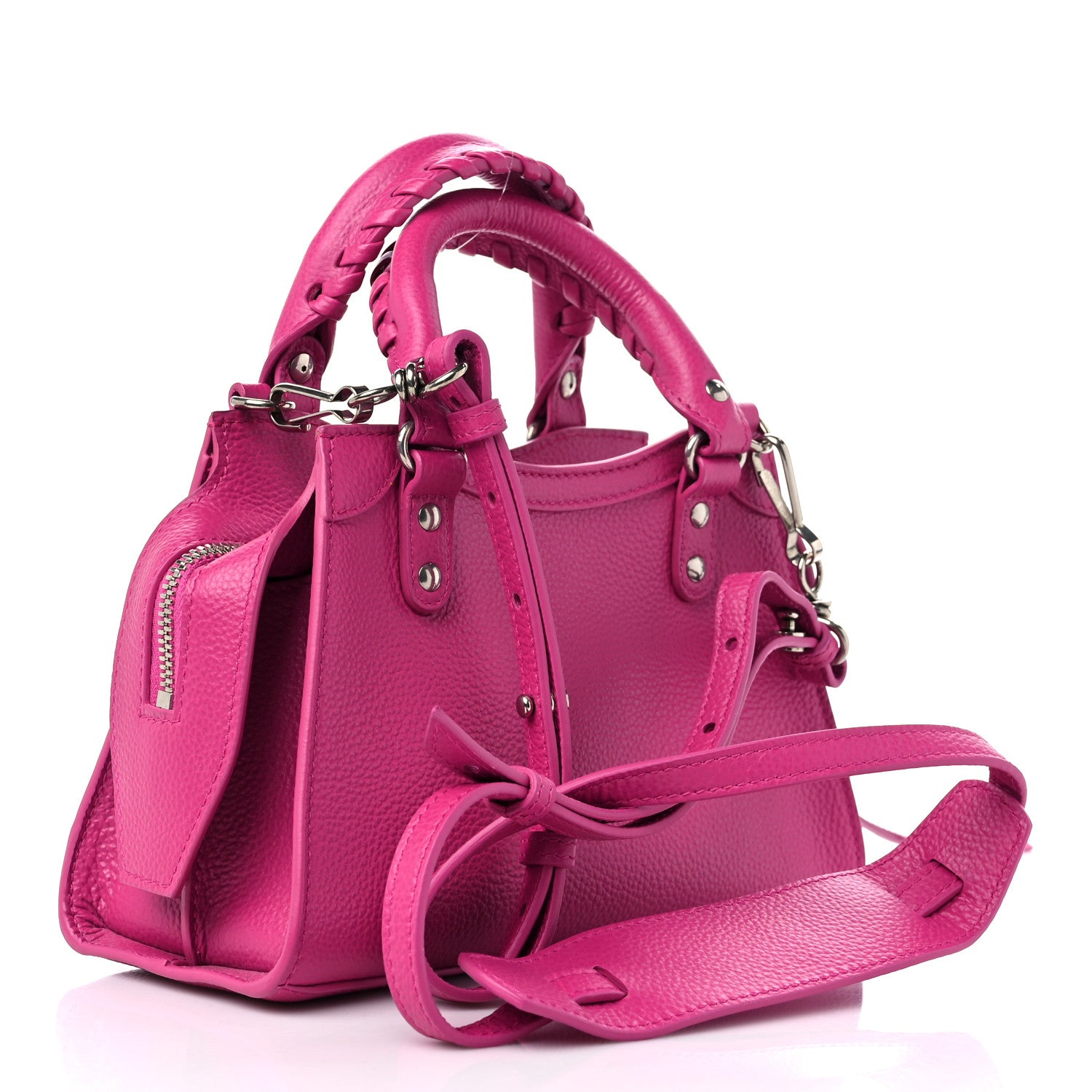 Balenciaga Grained Calfskin Neo Classic Silver Hardware Mini City Fuchsia 4 of 9