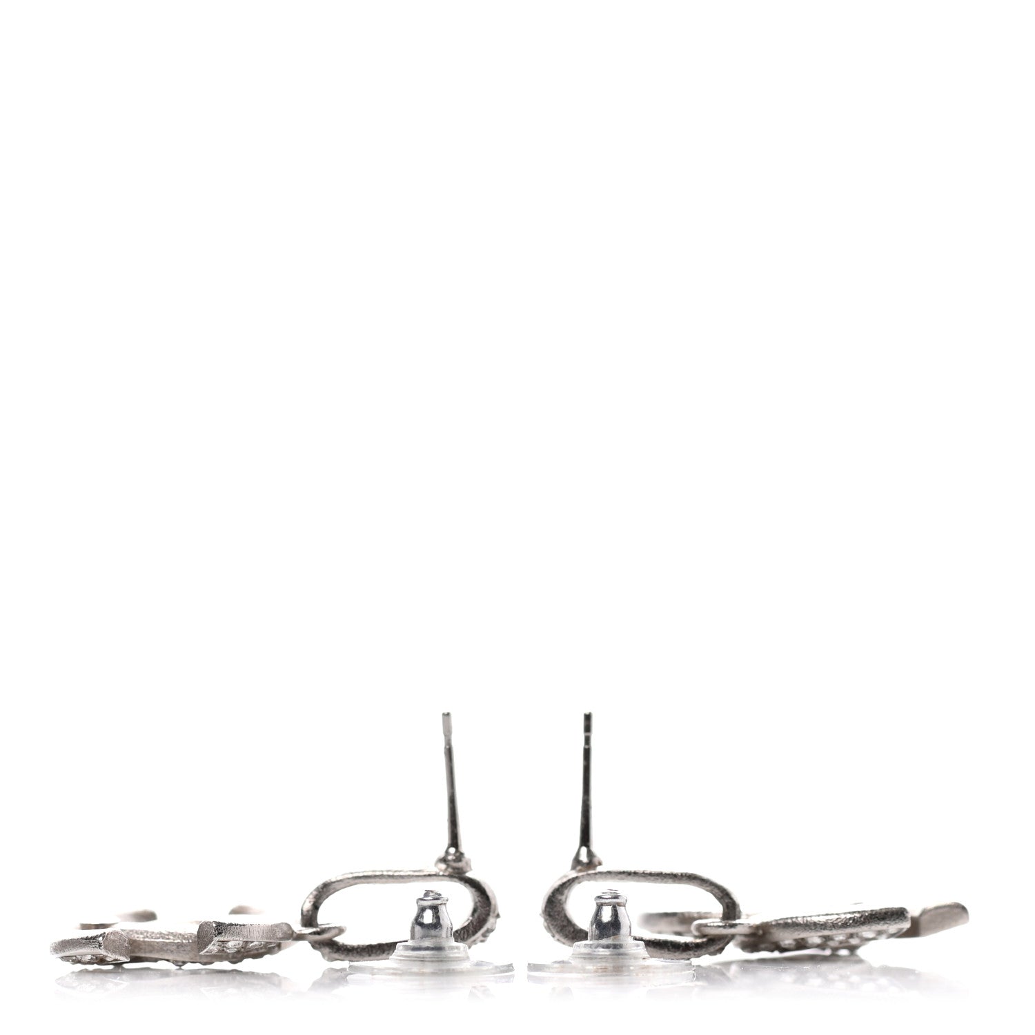 Chanel Crystal Palais Garnier CC Drop Earrings Silver 3 of 4
