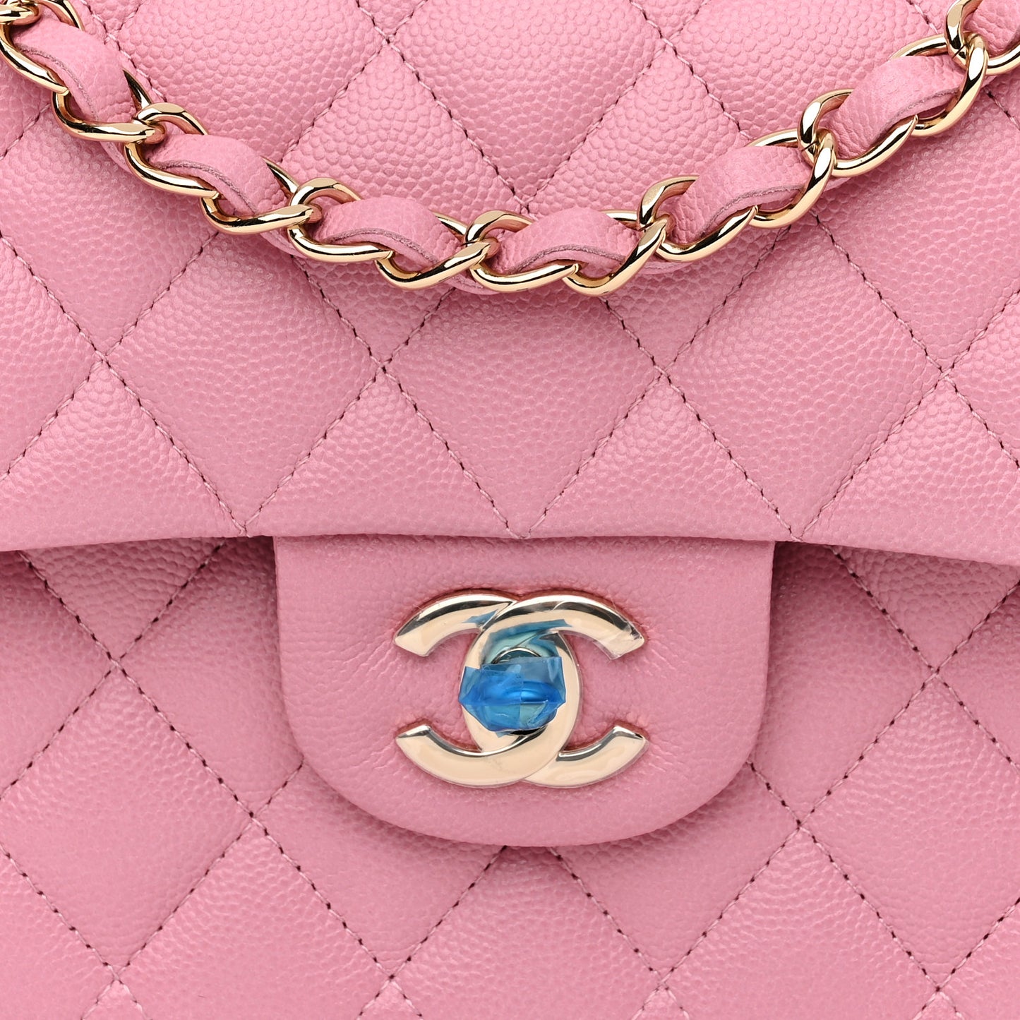 Caviar Quilted Small Double Flap Pink