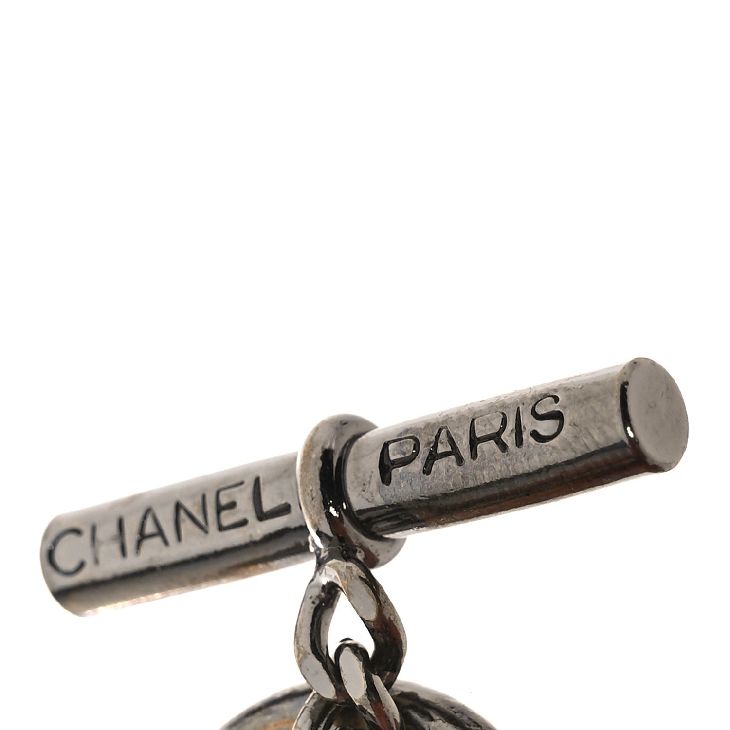 Chanel Metal Enamel CC Chain Bracelet Gunmetal Black 3 of 4