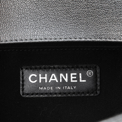 Chanel Metallic Goatskin Calfskin Medium Boy Flap Silver Black 6 of 9