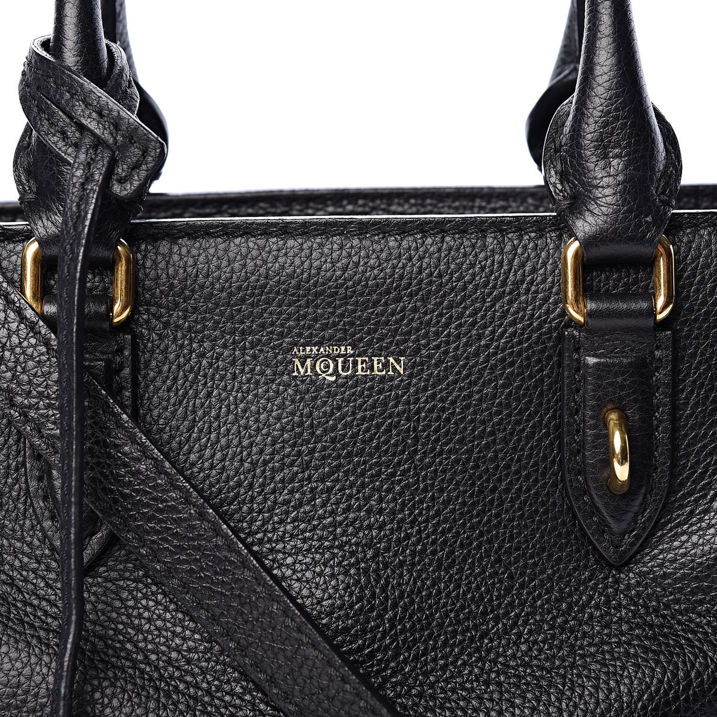 Pebbled Calfskin Small Skull Padlock Zip Around Tote Black