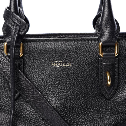 Alexander McQueen Pebbled Calfskin Small Skull Padlock Zip Around Tote Black 9 of 13
