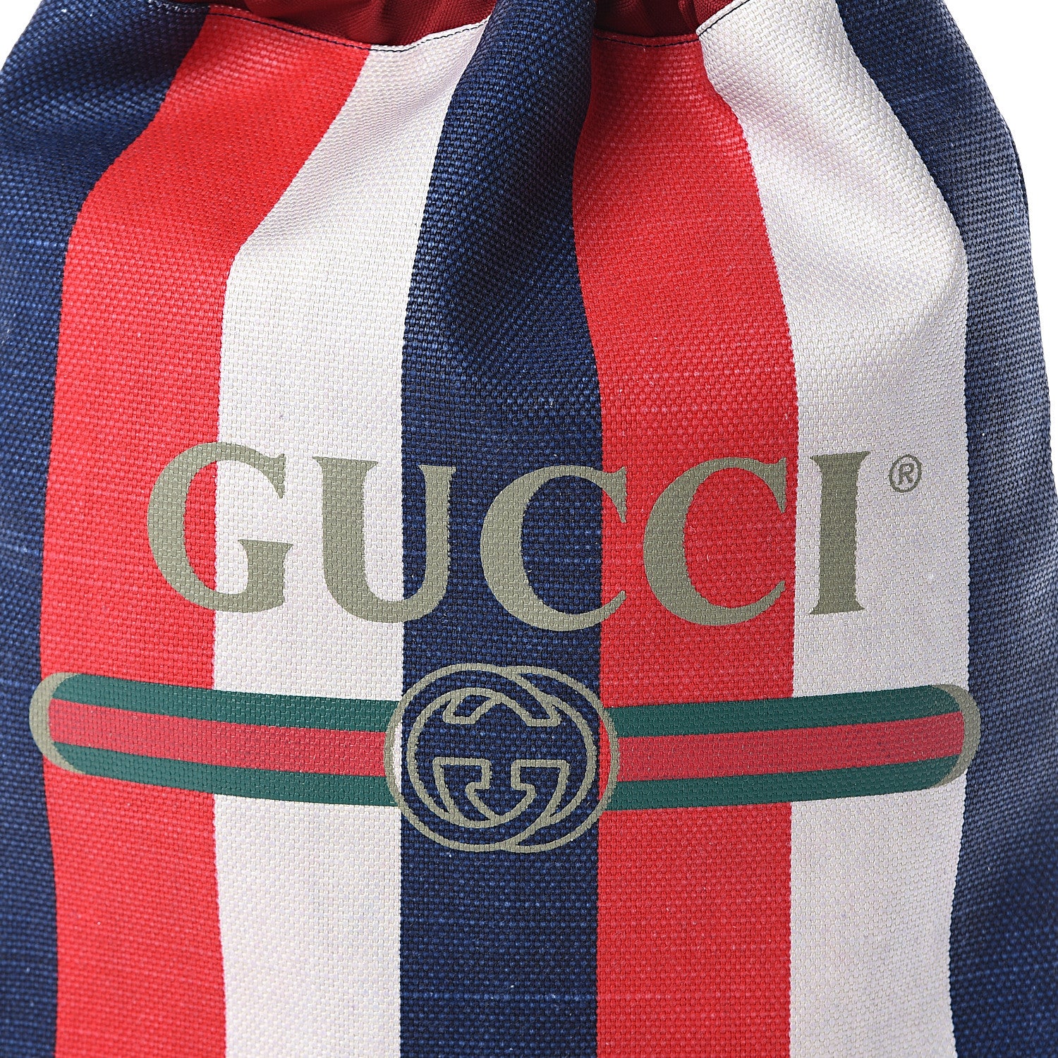 Gucci Canvas Logo Sylvie Stripe Drawstring Backpack Red 6 of 8