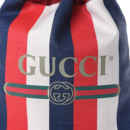 Gucci Canvas Logo Sylvie Stripe Drawstring Backpack Red 6 of 8