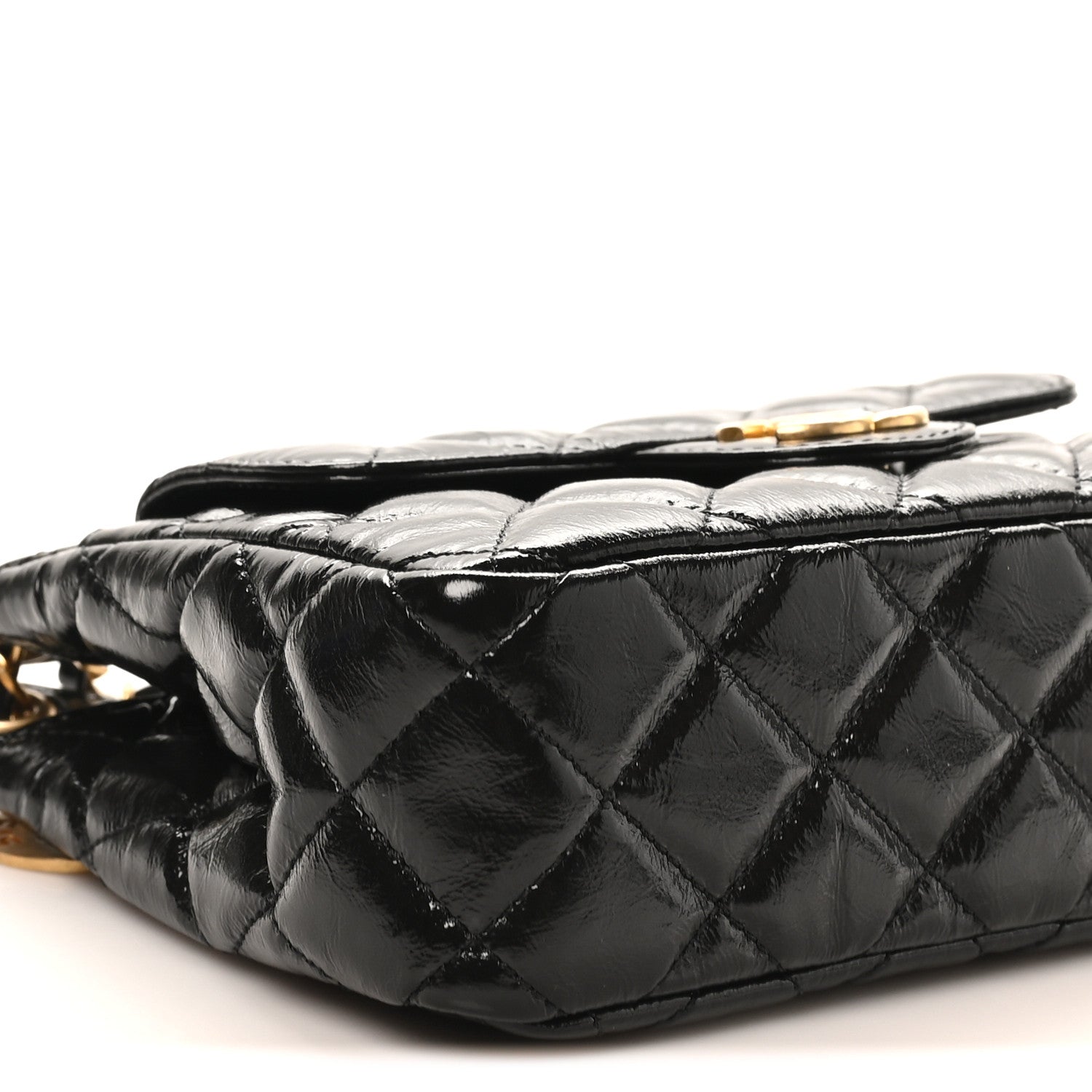 Chanel Shiny Crumpled Calfskin Quilted Small Wavy CC Hobo Black 9 of 10
