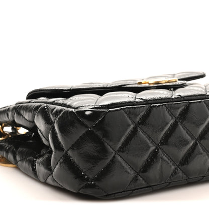 Chanel Shiny Crumpled Calfskin Quilted Small Wavy CC Hobo Black 9 of 10