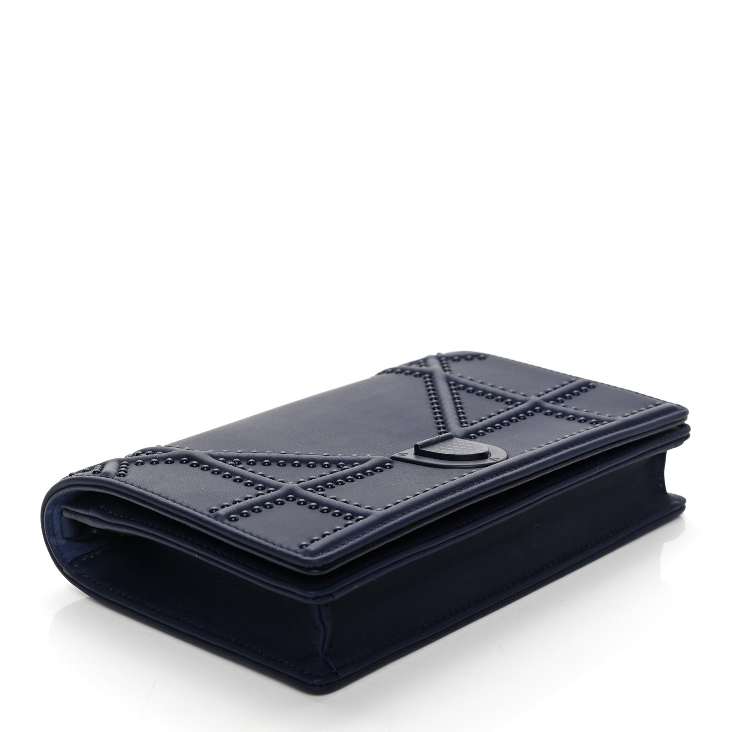Christian Dior Ultra Matte Calfskin Studded Diorama Wallet on Chain Pouch Indigo 7 of 16