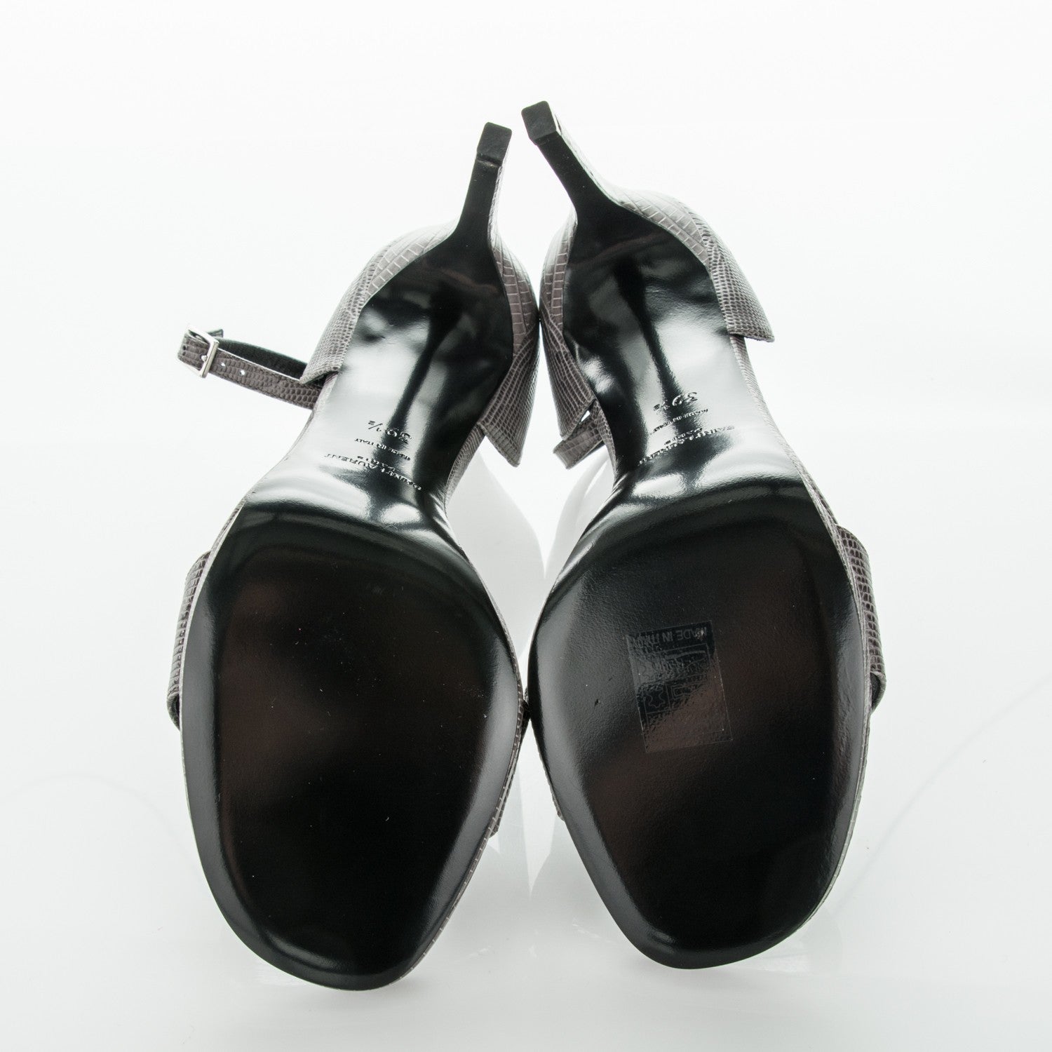 Saint Laurent Lizard Calfskin Embossed Jane 105 Ankle Strap Sandals 39.5 Earth 5 of 7