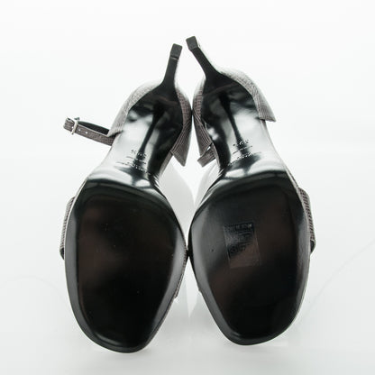 Saint Laurent Lizard Calfskin Embossed Jane 105 Ankle Strap Sandals 39.5 Earth 5 of 7