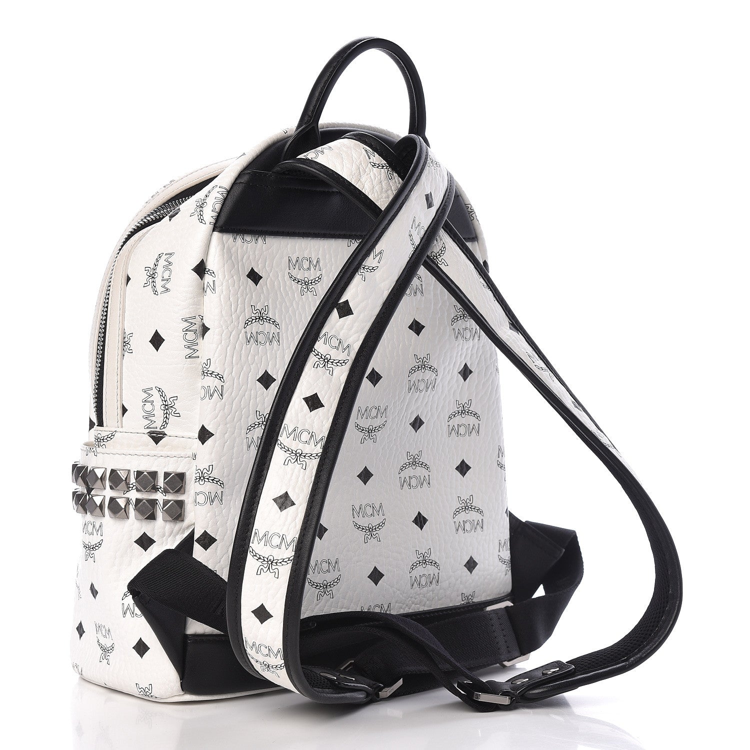 MCM Visetos Small Side Stud Stark Backpack White 3 of 14