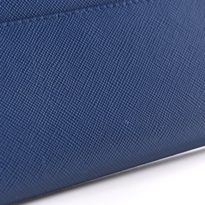 Prada Saffiano Triangle Continental Flap Wallet Bleuette 12 of 14