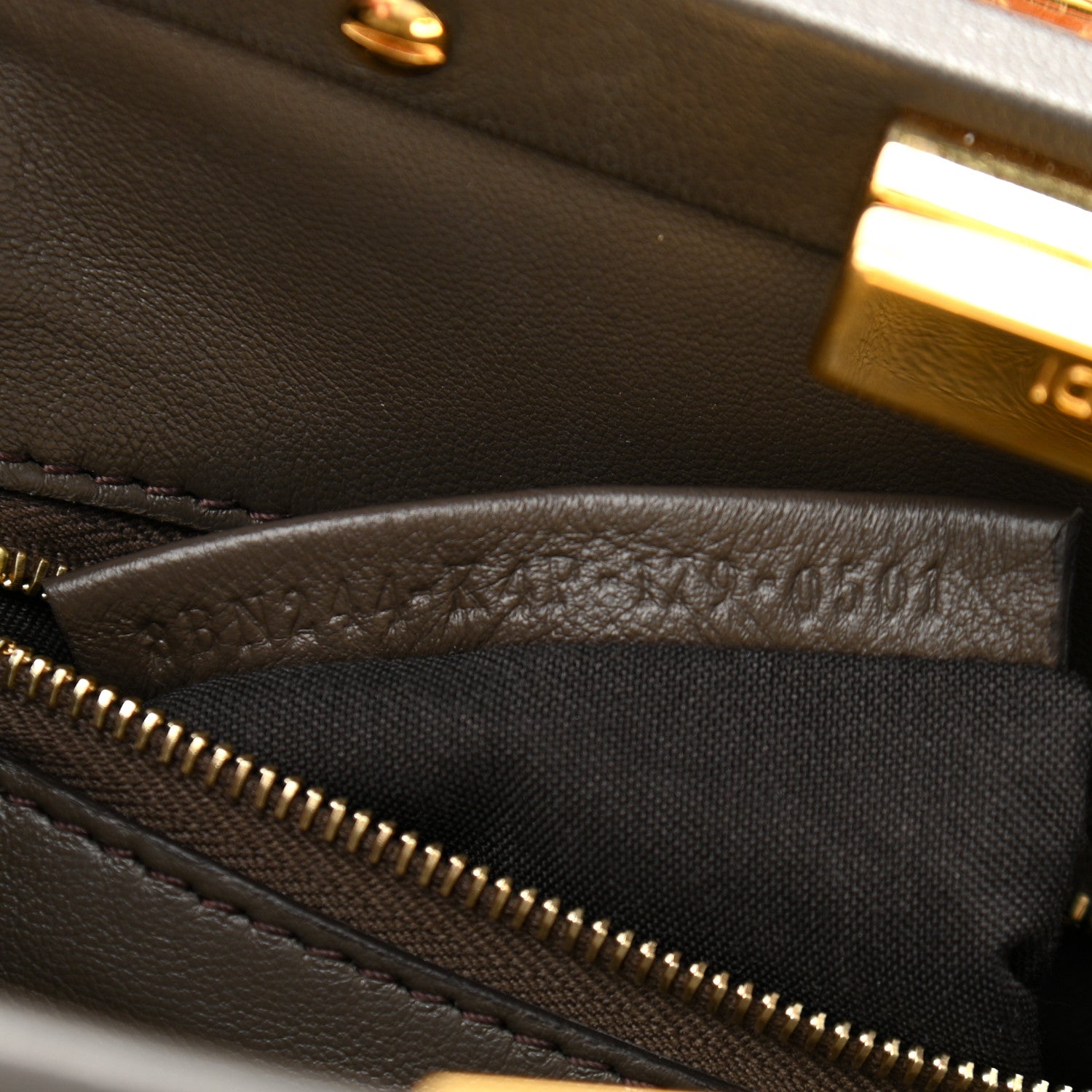 Fendi Nappa Mini Peekaboo Iconic Satchel Carbone 7 of 13