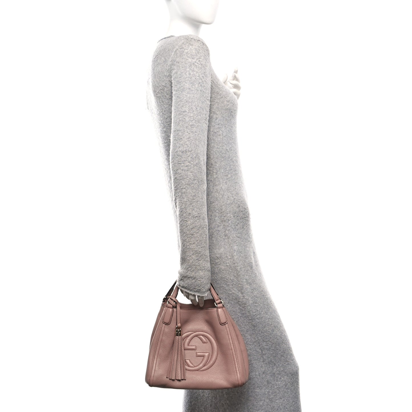 Pebbled Calfskin Small Soho Shoulder Bag Light Pink