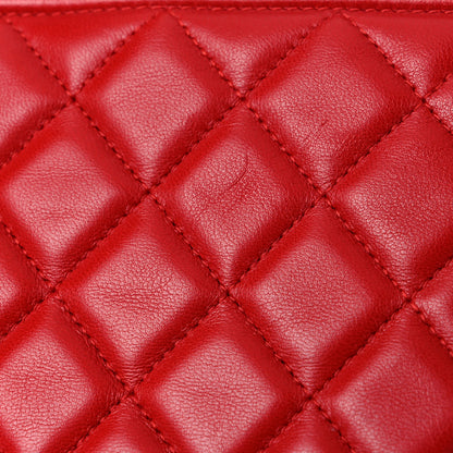 Chanel Lambskin Quilted Medium Boy Cosmetic Case Red 12 of 13