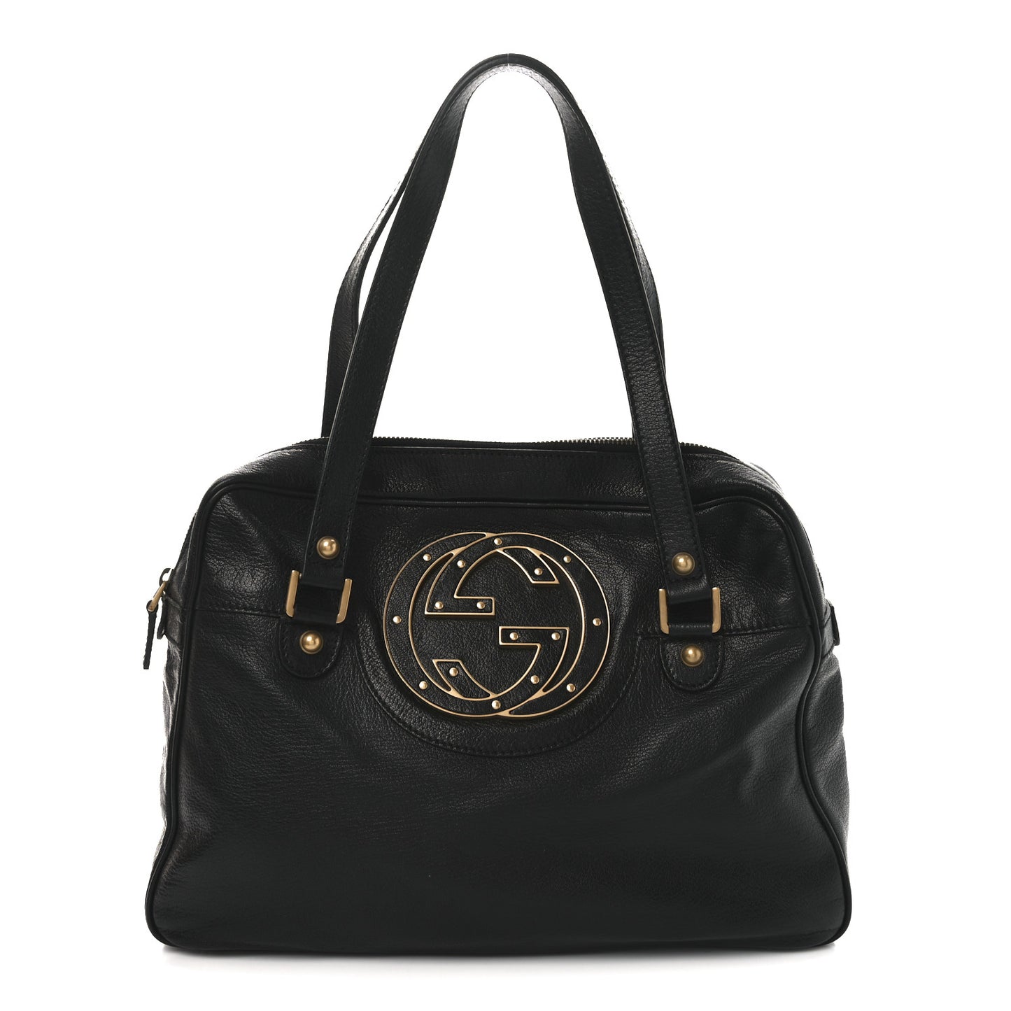 Pebbled Calfskin Blondie Studded Tote Black