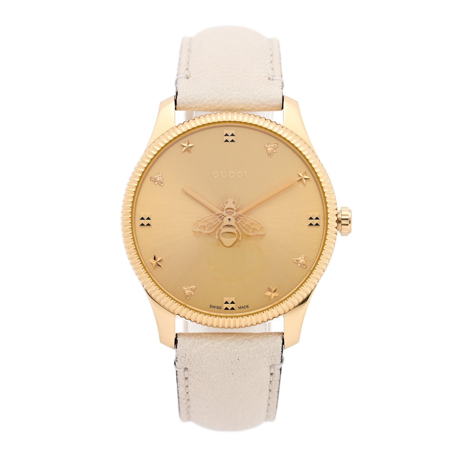 Gucci Stainless Steel Calfskin 36mm G-Timeless Bee Quartz Watch White 1 of 4