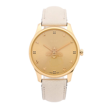 Gucci Stainless Steel Calfskin 36mm G-Timeless Bee Quartz Watch White 1 of 4