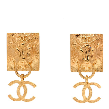 Chanel Metal CC Lion Earrings Gold 1 of 4
