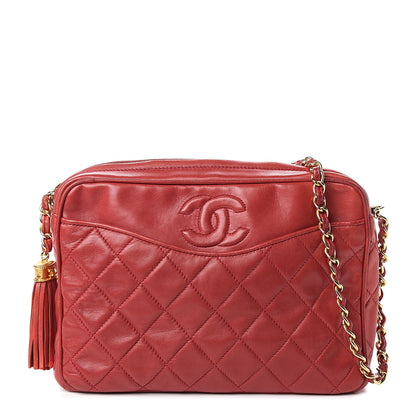 Chanel Lambskin Quilted Tassel Camera Case Red 1 of 14