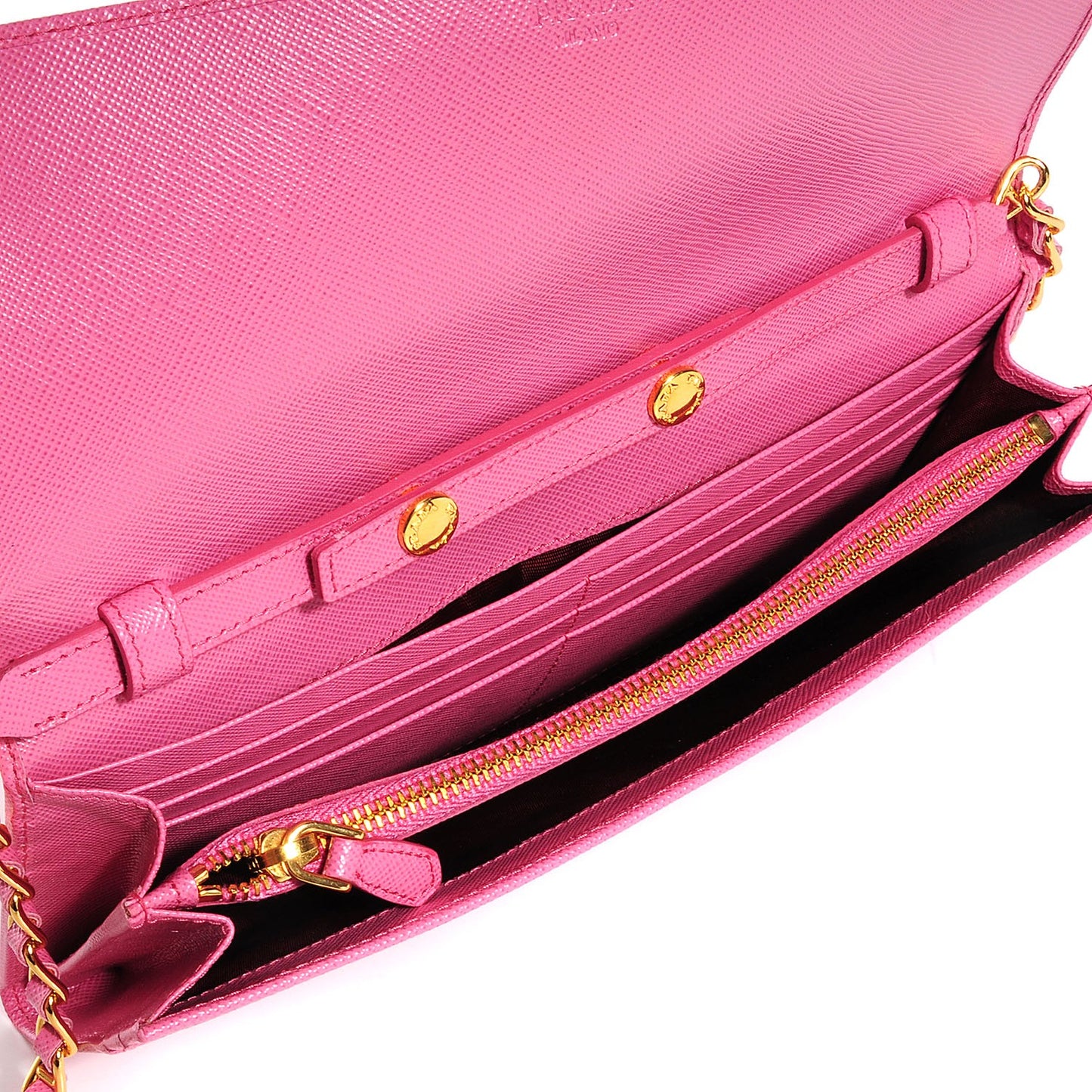 Saffiano Metal Oro Chain Wallet Begonia