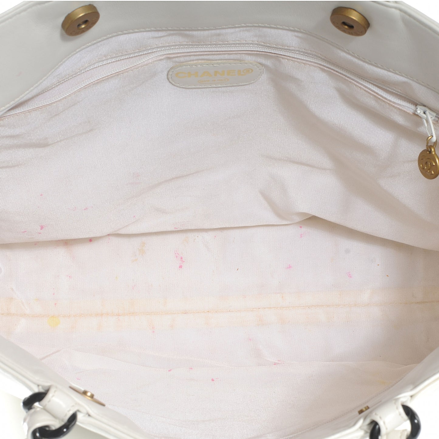Lambskin Chain CC Tote White