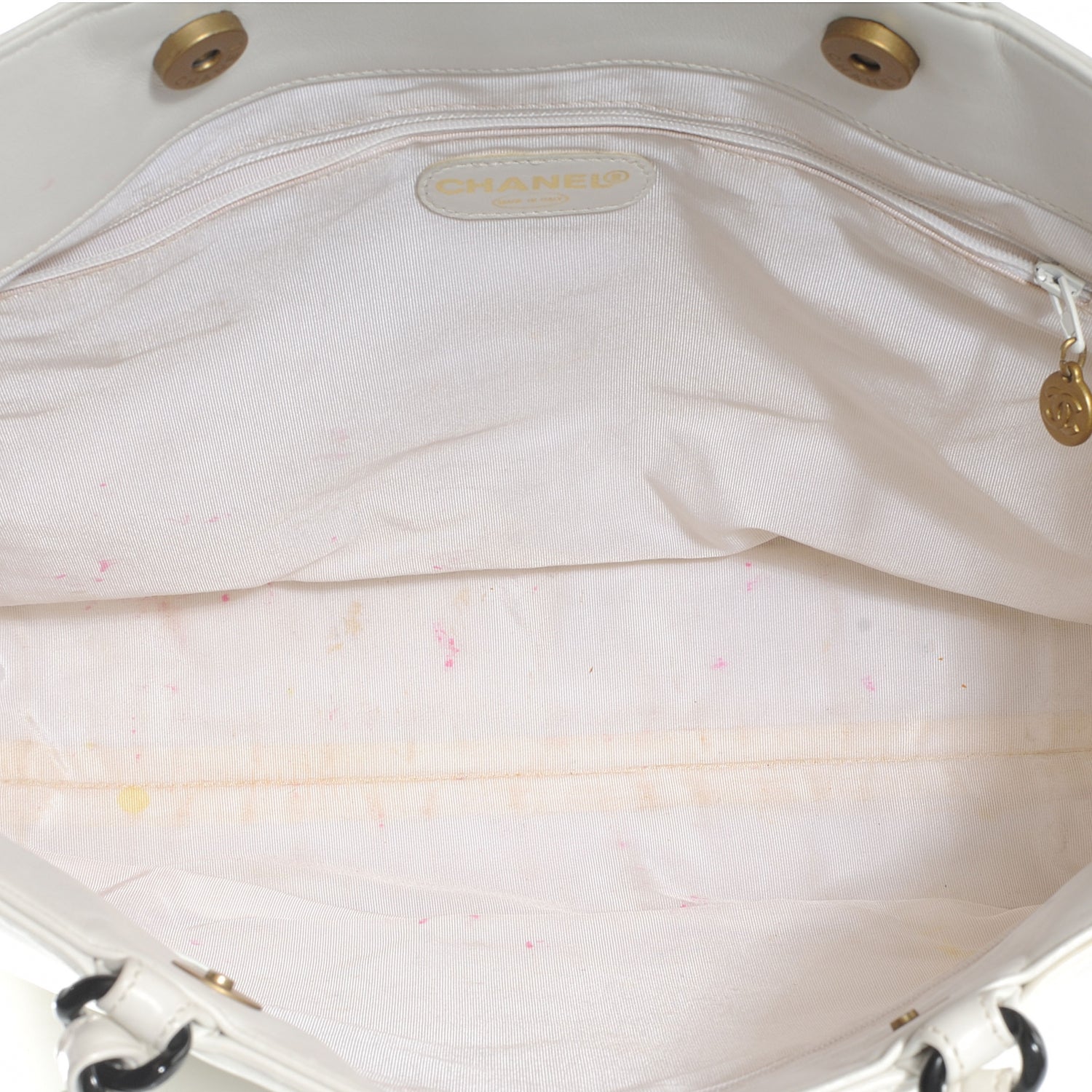 Chanel Lambskin Chain CC Tote White 7 of 10