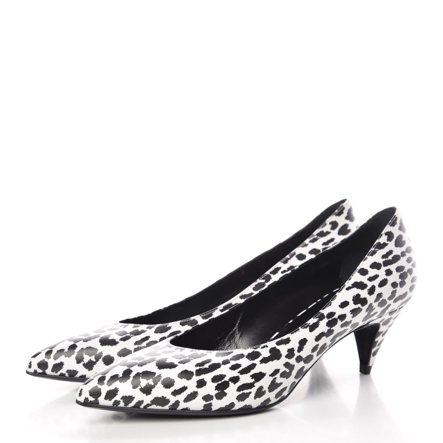 Saint Laurent Soft Calfskin Baby Cat Paris 50 Pumps 38.5 Bianco White Black 3 of 12