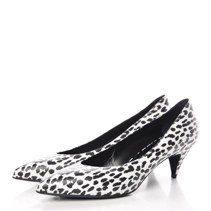 Saint Laurent Soft Calfskin Baby Cat Paris 50 Pumps 38.5 Bianco White Black 3 of 12