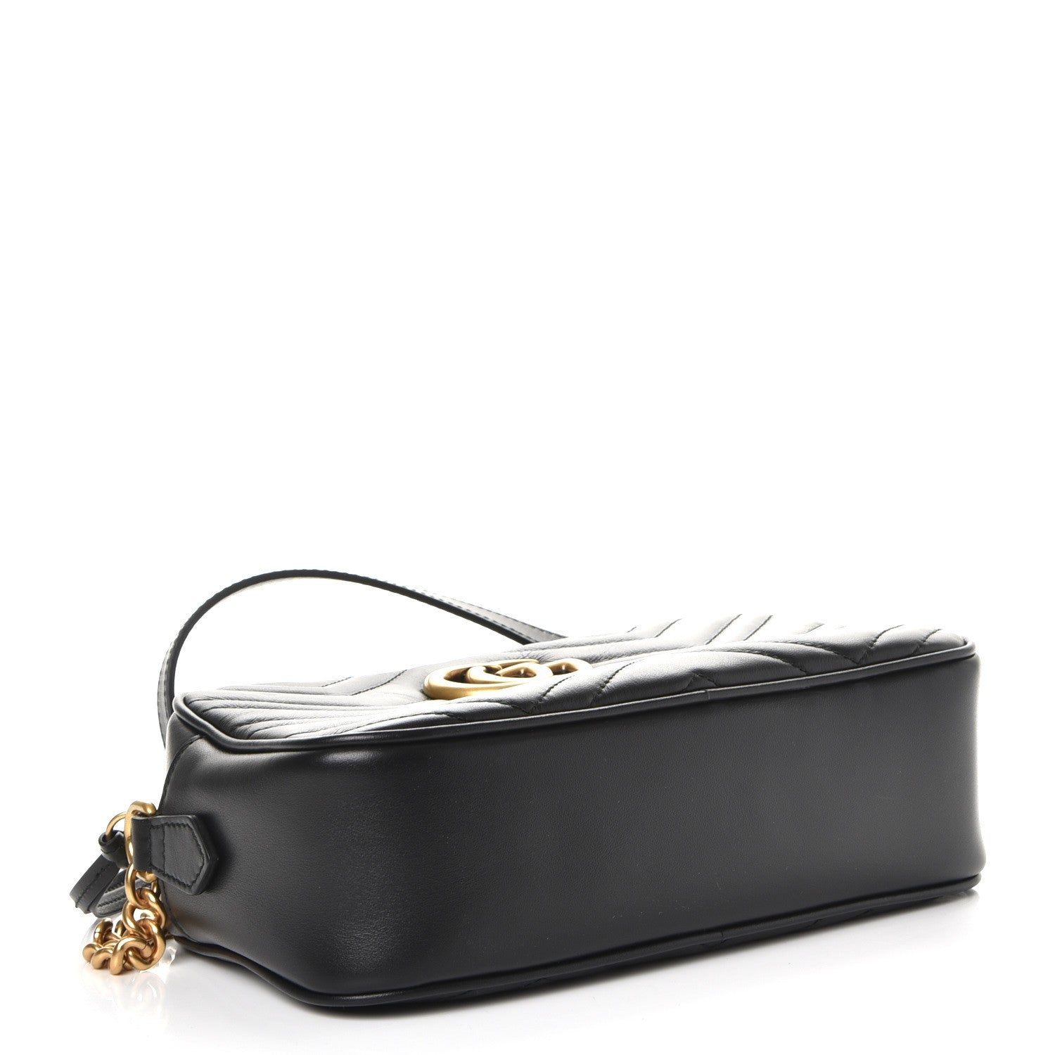 Gucci Calfskin Matelasse Small GG Marmont Chain Shoulder Bag Black 4 of 7