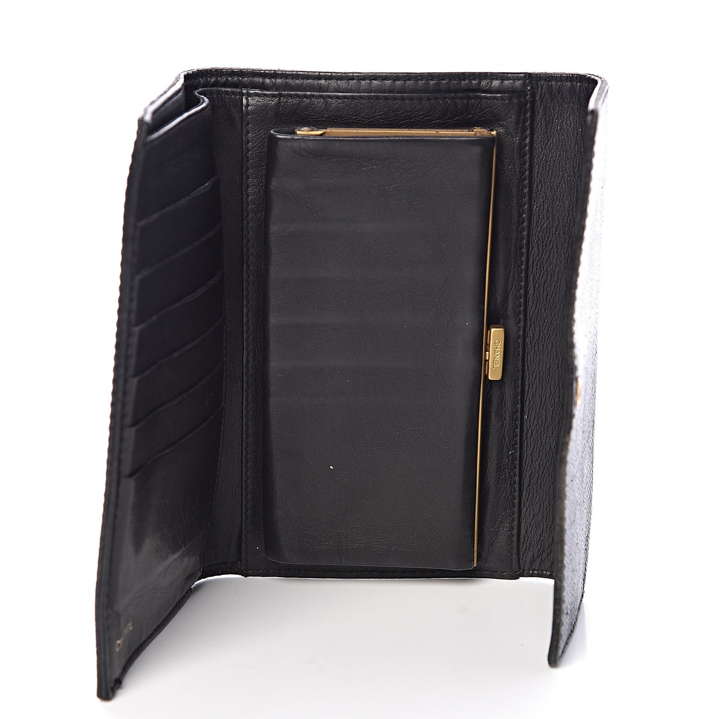Caviar CC Large Flap Wallet Black