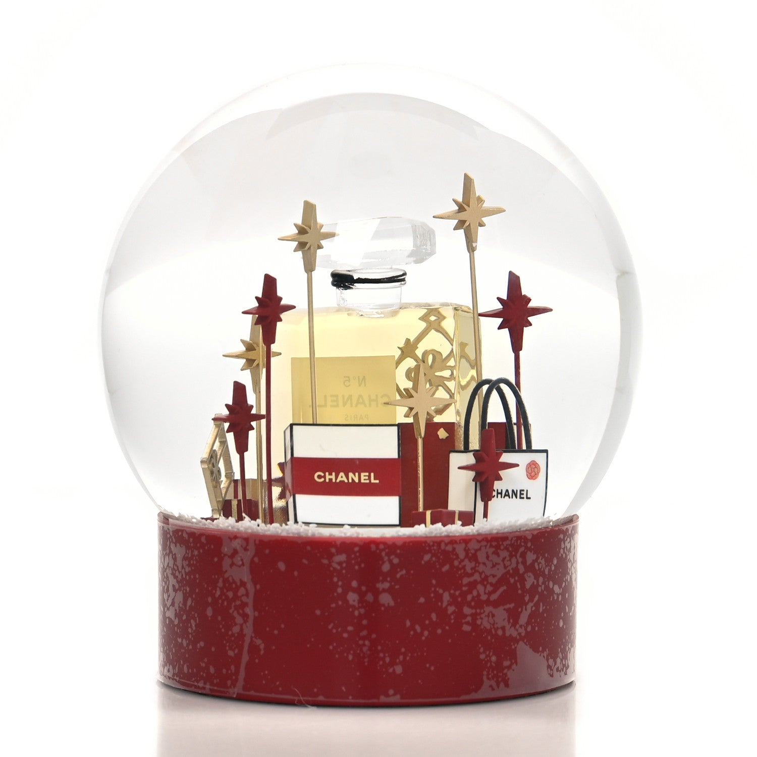 Chanel Glass N°5 Perfume Bottle Snow Globe Red 3 of 8
