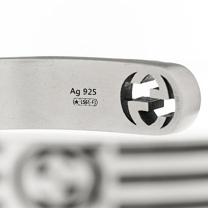 Gucci X ADIDAS Sterling Silver Enamel Cuff Bracelet 19 Black 3 of 5