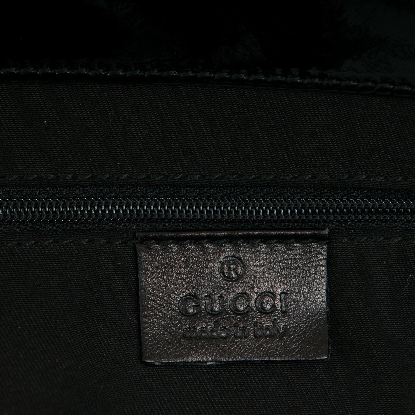 Patent Large D Gold Tote Black