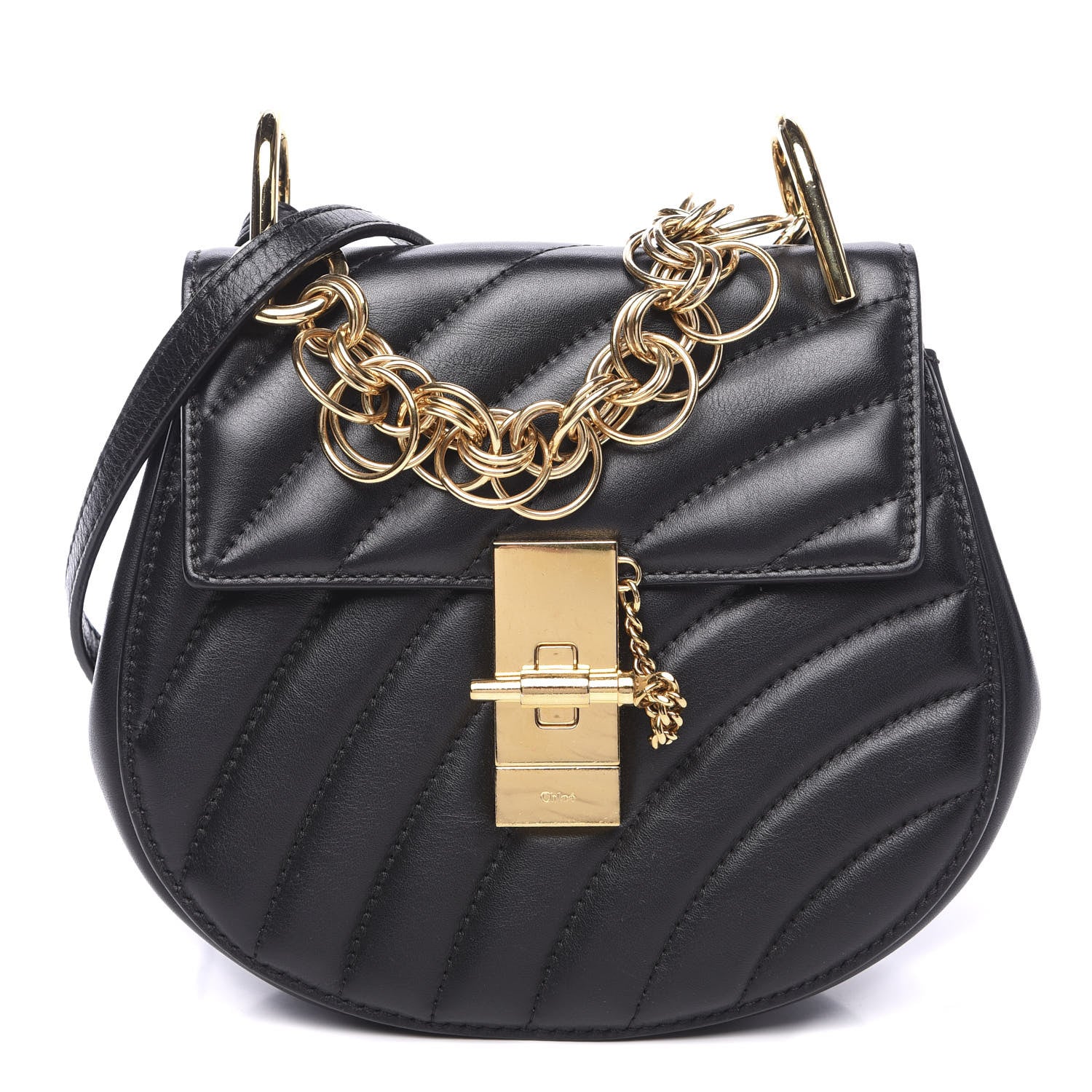 Chloe Calfskin Quilted Nano Drew Bijou Shoulder Bag Black 1 of 10