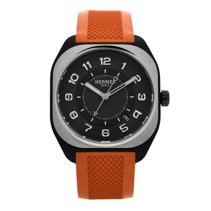 Hermes DLC Coated Titanium Rubber 39mm H08 Automatic Watch Orange 1 of 5