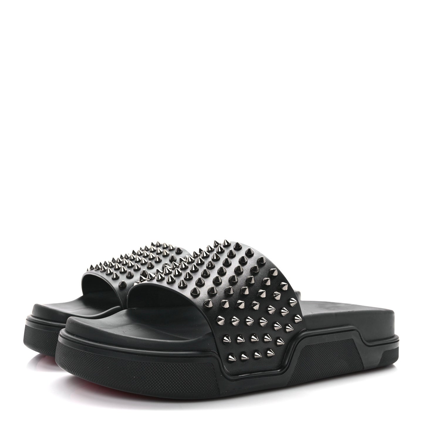 Calfskin Studded Mens Pool Fun Platform Flat Slide Sandals 43 Black
